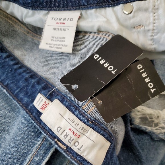 Torrid High Rise Slim Straight Leg Jeans Distressed Medium Wash Blue Women's 20R - Picture 11 of 12